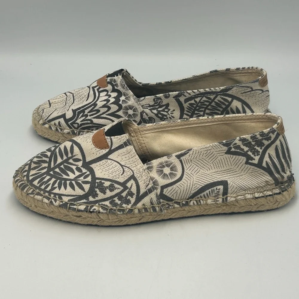 Toni Pons Black White Canvas Espadrilles Slip On Shoes Womens 40 US 9 Vegan Flat